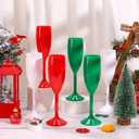 Whaline 12 Pack Christmas Champagne Flute Acrylic Glasses Stemmed Red Green White Champagne Flutes Plastic Reusable Cocktail Cups for Xmas Wedding Birthday Bachelorette
