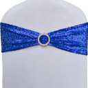 SheYang Elastic Sequin Chair Sashes with Buckle - Soft Stretch Material - Shining Chair Bows for Party Decoration - Royal Blue, 50