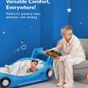 QPAU Blow up Inflatable Toddler Travel Bed with Sides, Toddler Air Mattress for Camping, Traveling, Hotel, or Home Use, Hand Pump Included (Blue)