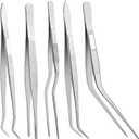 5 Pcs Kitchen Tweezers Cooking Tongs 6.3 Inch Stainless Steel Chef Culinary Tweezers with Non-Slip Grip and Precision Serrated Tips for Cooking, Frying, Plating, Pasta, BBQ, Cookie Decorating