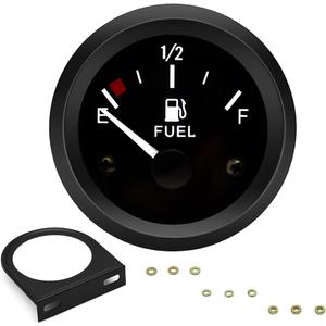 2" 52mm 12V Fuel Level Gauge Meter Kit with Nut/Bracket - 240-33ohm Boat Fuel Gauge Gas Tank Meter with E-1/2-F Pointer Dash, Universal for Car RV Yacht Marine Motorcycle (Black)