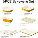 CAROTE 6-Piece Ceramic Baking Pans Set, Aluminized Steel Bakeware Sets, Toxin-Free Nonstick Stackable Oven Pans with Cookie Sheet, Muffin Pan, Loaf Pan, Round & Square Cake Pan, Cooling Rack, 6pcs