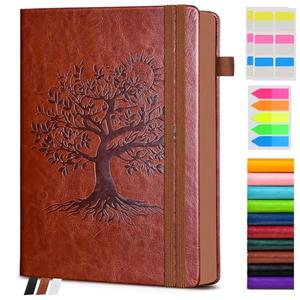 Vintage Leather Journal - 300 Page Lined Journal Notebook with Numbered Pages,A5 Notebook for Women Men,Travel Diary,Daily Journal for Writing, Note Taking, School & Work (5.8" x 8.3")