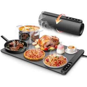 Food Warming Mat, Graphene Heating Warming Mat for Food, Portable Electric Warming Tray for Parties Buffet with 6 Hours Timer Setting, Roll Up Food Warmer Mat