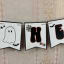 Halloween 1st Highchair Banner,Ghost Black White Birthday Decorations,Spooky One Decor,Black Themed Baby Birthday Party (Black White Ghost Highchair Banner)