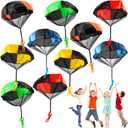 OJYUDD 10 Pack Parachute Toy for Kids,Tangle Free Figures Parachute,Throwing Flying Toys Parachute for BoysGirls Indoor & Outdoor,Gift,Party Favors(5 Colors)