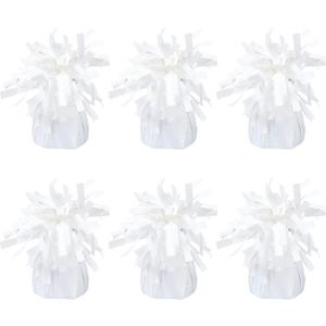 6 Pack White Balloon Weights Metallic Holder Anchors Balloon Holder Weights for for Birthday 2025 Graduation Party Christmas Wedding Celebration Decoration (White)