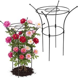 1 Pack Large Peony Cages and Supports, 38" H x 19" D Tall Heavy Duty 5mm Black Metal Garden Stakes for Outdoor & Indoor Plants, Sturdy Rust-Resistant Frame for Peonies Roses Flowers