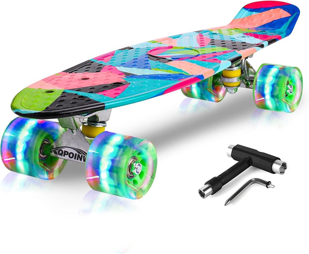Skateboards, 22" Complete Skateboard, Mini Cruiser Skateboard for Kids Boys Girls Teens Beginners with Colorful Flashing Wheels Skate Tool, Kids Children's Day Gift Skateboards, 22" Complete Skateboard, Mini Cruiser Skateboard for Kids Boys Girls Teens Beginners with Colorful Flashing Wheels Skate Tool, Kids Children's Day Gift