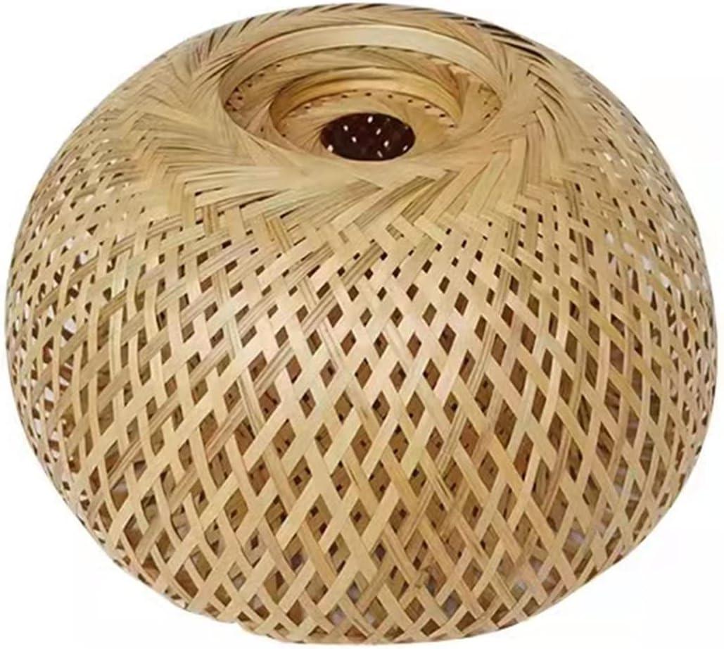BAKEBK Bamboo Wicker Rattan Lampshade Hand-Woven Double Layer Bamboo Dome Lampshade Asian Rustic Japanese Lamp Design, 30*30*18cm