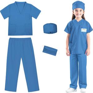 RioRand Doctor Costume for Kids,Toddler Nurse Scrubs Career Day Costume Halloween Dress Up Cosplay For Boys Girls 120 Medium