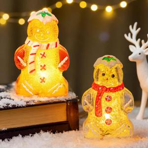 Hiawbon Gingerbread Man Figurines, Set of 2 Plastic Gingerbread Man Ornaments, Resin Gingerbread Decorations, Xmas Tabletop Decor for Christmas Decoration Gifts