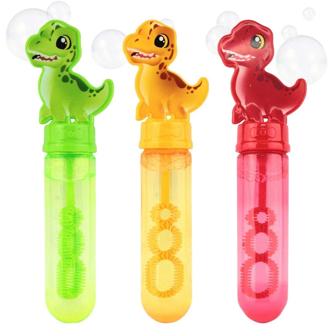 24 Pcs Dinosaur Bubbles Red Green Yellow Teal