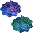 2Pcs 3D Printed Expanded Sensory Fidget Star, Expandable 4.3 Inch Fractal Fidget Hexagon with Handles, Colorful Whirling Spiral Design, Ideal for Office Stress Relief