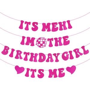 Its Me Hi Im the Birthday Girl Its Me Banner, DIY Happy Birthday Banner Pink Popular Birthday Decorations Banner Its a Girl Garland for Girls Birthday Party