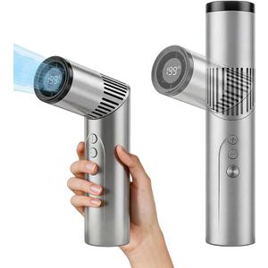 Portable Handheld Fan with Turbo Airflow, 199 Speed Settings, LED Light & Digital Display, Quiet Personal Fan for Travel, Office, Camping & Outdoor UseSilver Gray