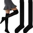 Women's Thigh High Socks Soft Cotton Over the Knee Socks Leg Warmers Stockings for Women Girls 2Pairs