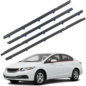 4Pcs Car Window Moulding Trim Weatherstrip Window Seal Compatible with 2012 2013 2014 2015 Honda Civic 4 Door Sedan Replaces 72450-TR0-A01 72410-TR0-A01 72950-TR0-A01 72910-TR0-A01