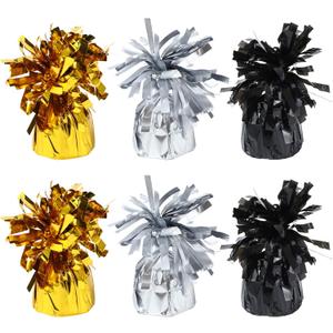 6 Pack Gold,Silver,Black Balloon Weights Metallic Holder Anchors Balloon Holder Weights for for Birthday 2025 Graduation Party Christmas Wedding Celebration Decoration (Gold,Silver,Black)