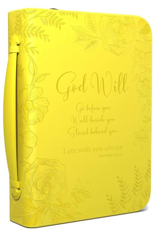 DEHITE Bible Cover Case for Women – Leather Carrying Bag – | Fits Book | Pen Slots | Zippered Pocket | Premium Faux Leather | – Christian Gift Accessory, Yellow, Large