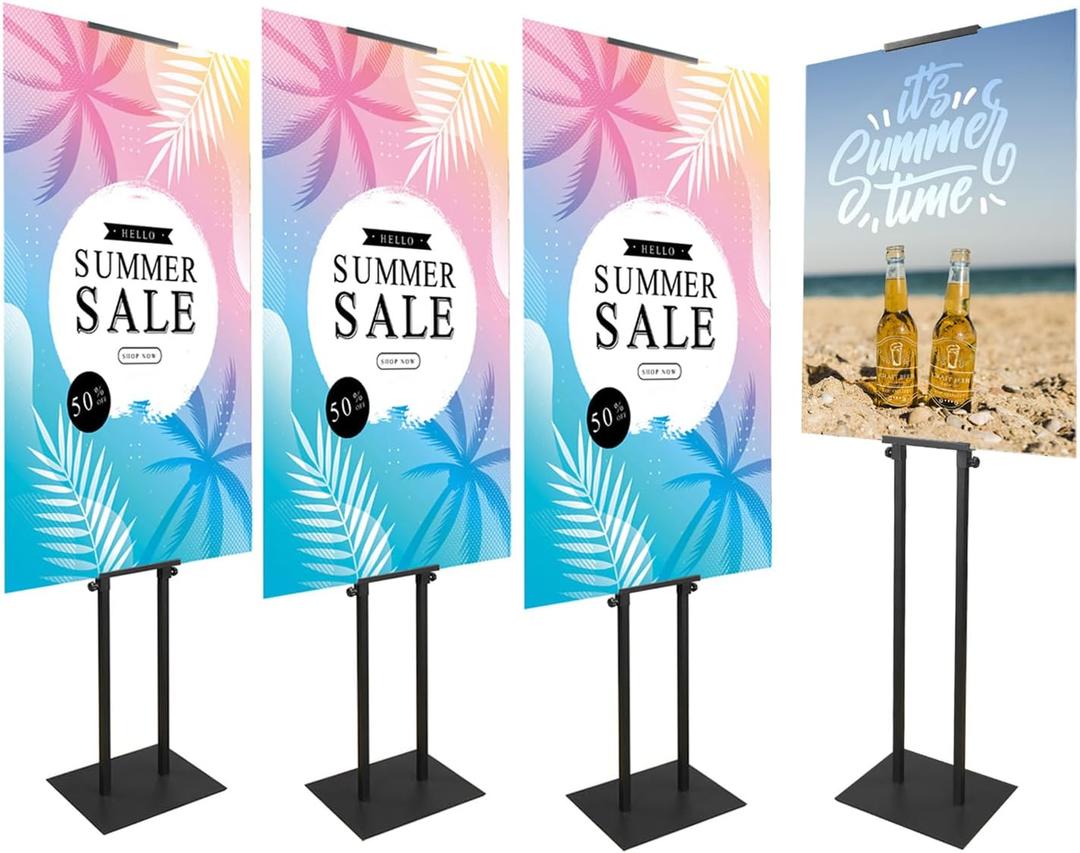 Poster Board Stand for Display, Heavy Duty Floor Sign Holder for Foam Board, Double Sided Display for Business Advertising (4Pack)