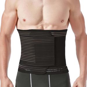 Reian Abdominal Binder for Post Surgery & Postpartum Recovery, Abdomen Hernia Support Belt for Women & Men (Black, X-Large)