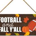 Football Wood Sign Decor, Fall Wall Decor for Home Porch Autumn Front Door Hanging Sign Decorations, Football & Fall Y'all