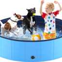 Niubya Foldable Dog Pool, Collapsible Hard Plastic Dog Swimming Pool, Portable Bath Tub for Pets Dogs and Cats, Pet Wading Pool for Indoor and Outdoor, 64 x 12 Inches