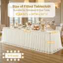 4 Pack Ivory Tablecloth for 8 Foot Rectangle Tables with Tulle Table Skirt, 96" x 30"
