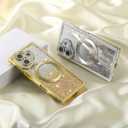 Misscase Magnetic Glitter Case for iPhone 17 6.3 Inch, Camera Protection, Compatible with MagSafe, Rectangle Cute Bling Sparkle Diamond Colorful Phone Cover, Drop-Tested & Shockproof-Gold