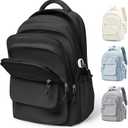 Lightweight School Backpack for Women Men, Multi Pocket Backpack for College Students, Waterproof Middle School Bags, Simple Bookbag for Teens Girls Boys, Black