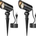 HIBOITEC 2 Pack 30W Outdoor LED Spot Lights 120V Plug in Flag Pole Light 3000LM 3000K Warm White Waterproof Landscape Spotlight for Yard Garden Tree Statue, 5.9 FT Cord with Plug