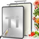 Titanium Cutting Boards for Kitchen, 2 in 1 Non Toxic Cutting Board, Food-Grade Double Sided Pure Titanium & Wheat Straw PP Chopping Board for Meat/Vegetables, Dishwasher Safe Large 16.311-1 PC