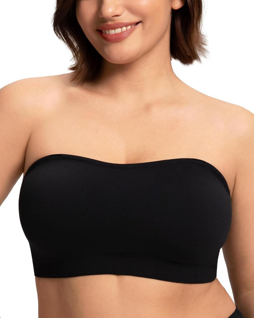 HSIA Strapless Bras for Women Bandeau Bra Wireless Full Coverage Non-Slip Large Bust Seamless Tube Bra Fixed Cup 2XL
