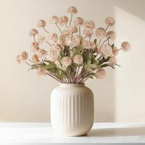 Mkono Faux Flowers for Vase 10 Pcs 20" Artificial Mums Flowers with Long Stems Fake Silk Chrysanthemum Flower for DIY Bouquets Centerpieces Home Decorations Floral Arrangement Table (Beige)