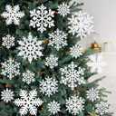 kockuu 72Pcs White Glitter Snowflake Hanging Ornaments for Christmas Tree, Wall, Window & More