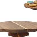 12'' Round Wooden Cake Stand, Multi Function Cake Holder Serving Platter for Kitchen, Use as Cake Holder, Salad Bowl, Punch Bowl, Desert Platter, Veggie Stand