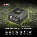 MSI MAG A750GL PCIE5, Fully Modular Compact Gaming 750W Power Supply, 80+ Gold, ATX 3.1 & PCIe 5.1 Ready, Native Dual-Color 12V-2x6 Cable, 