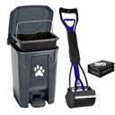 Dog Poop Trash Can Outside with Pooper Scooper, Outdoor Dog Waste Trash Can with Lid Waste Bag Odor Control for Yard Garden, 20L Grey