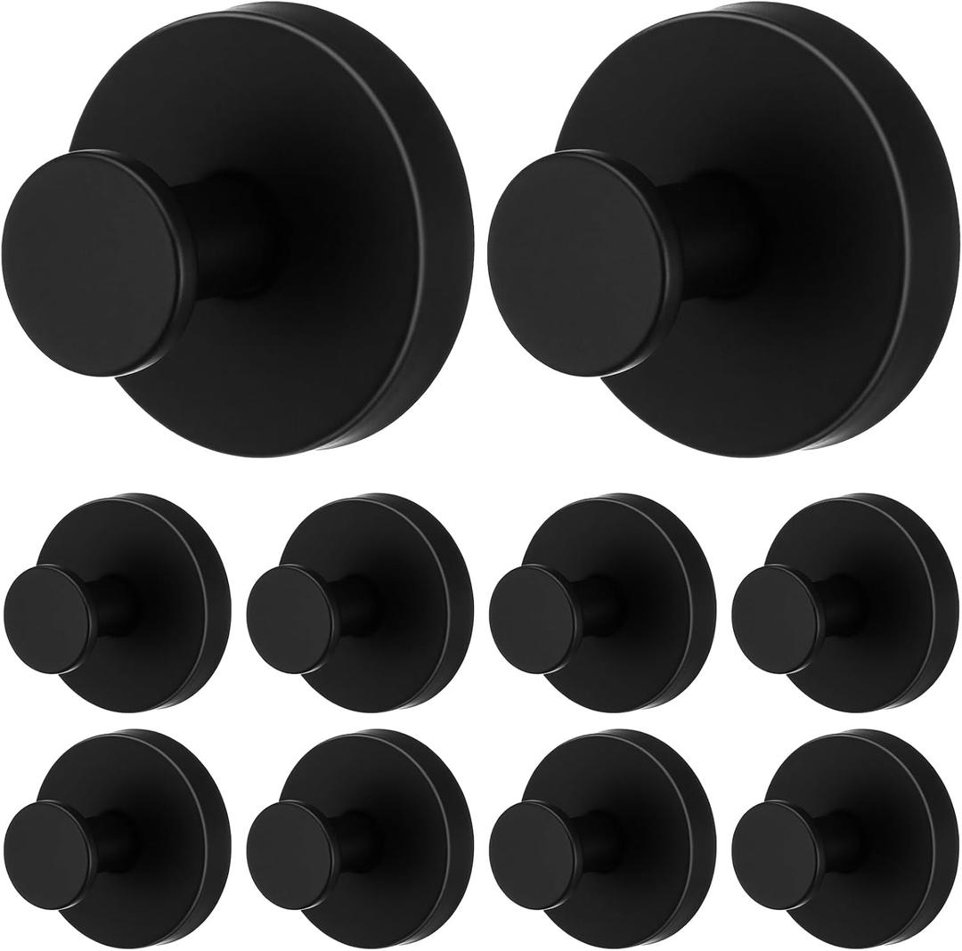 Kifmurase Suction Cup Hooks for Glass Window, No Drill Stainless Steel Suction Cup Hooks for Glass Mirror Tile, Removable Towel Hooks for Bathroom Hanging Towels, Robes, Loofahs (4 Pack, Black)