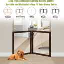LZRS Clear Dog Gate for Indoor Use - Transparent Pet Fence with Solid Hardwood and Plastic Board, Stylish & Durable freestanding Pet Gate for Doorways, Stairs and Hallways-2 Panel Brown