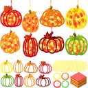 DoubleFill 48 Pcs Thanksgiving Pumpkins Suncatchers Craft Kits DIY Pumpkin Stained Glass Effect Tissue Paper Kits Bulk for Thanksgiving Window Home Decor Ornament Party Favors Art Activities