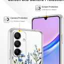 Flower Phone Case Floral for Samsung Galaxy A15 5G 6,5'' with Screen Protector, Clear Transparent Phone Cover Slim Soft Shockproof Anti-Scratch Drop Protection Funda for Girls Women, 03