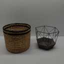 One Large Water Hyacinth Braided Basket and One Wire and Hyacinth Braided Basket