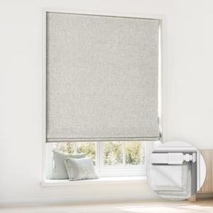 LazBlinds No Tools No Drill Cordless Roman Shades for Windows, Blackout Thermal Insulated UV Blocking Window Blinds, Room Darkening Fabric Blinds for Indoor Windows, 31'' W x 48'' H, Grey