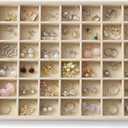 KATISYIO Large Jewelry Organizer for Drawer Insert Velvet Stackable Jewelry Trays for Earring Necklace Bracelet Ring Display (Beige, 48 Grids)
