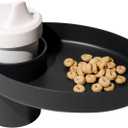 Travel Tray Oval USA Made Extend Your Current Cup Holder to Hold a Cup Plus A Tray for Snacks, Toys and Accessories. Use in a Car Seat, Booster, Stroller, Golf Cart, Outdoor Chair, (Pirate Black)