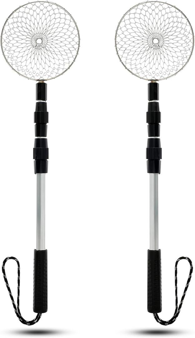 2Pcs Beach Sand Sifter Telescopic Shell Scooper Sifter Stainless Steel Shark Teeth Sifter Tool Lightweight Sand Scoop Shovel Sifter Sea Glass Sifter for Picking Up Shells, Shark Tooth Sifter Dipper