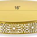 Wenqik 16 Inch Cake Stand, Metal Round Cake Stands Set with Modern Design White Dessert Display Cupcake Stands Plates Fruit Serving Tray for Wedding Birthday Baby Shower Party (Gold)