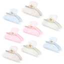 8 Pcs Large Acrylic Hair Claw Clips for Women Non slip Strong Hold Clamps for Thick and Thin Hair(Floral,Elegant Color)